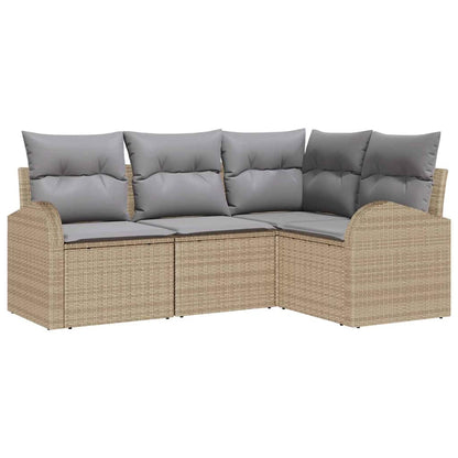 Set Divano da Giardino 4 pcs Beige e Grigio Chiaro polyrattan