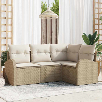 Set Divano da Giardino 4 pcs Beige e Bianco polyrattan