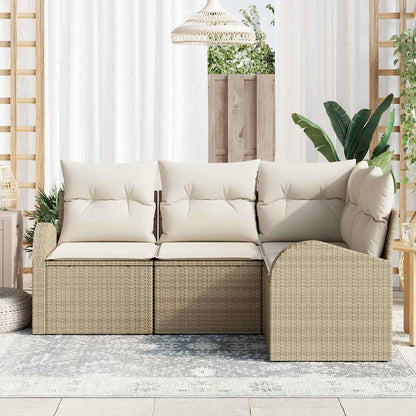 Set Divano da Giardino 4 pcs Beige e Bianco polyrattan