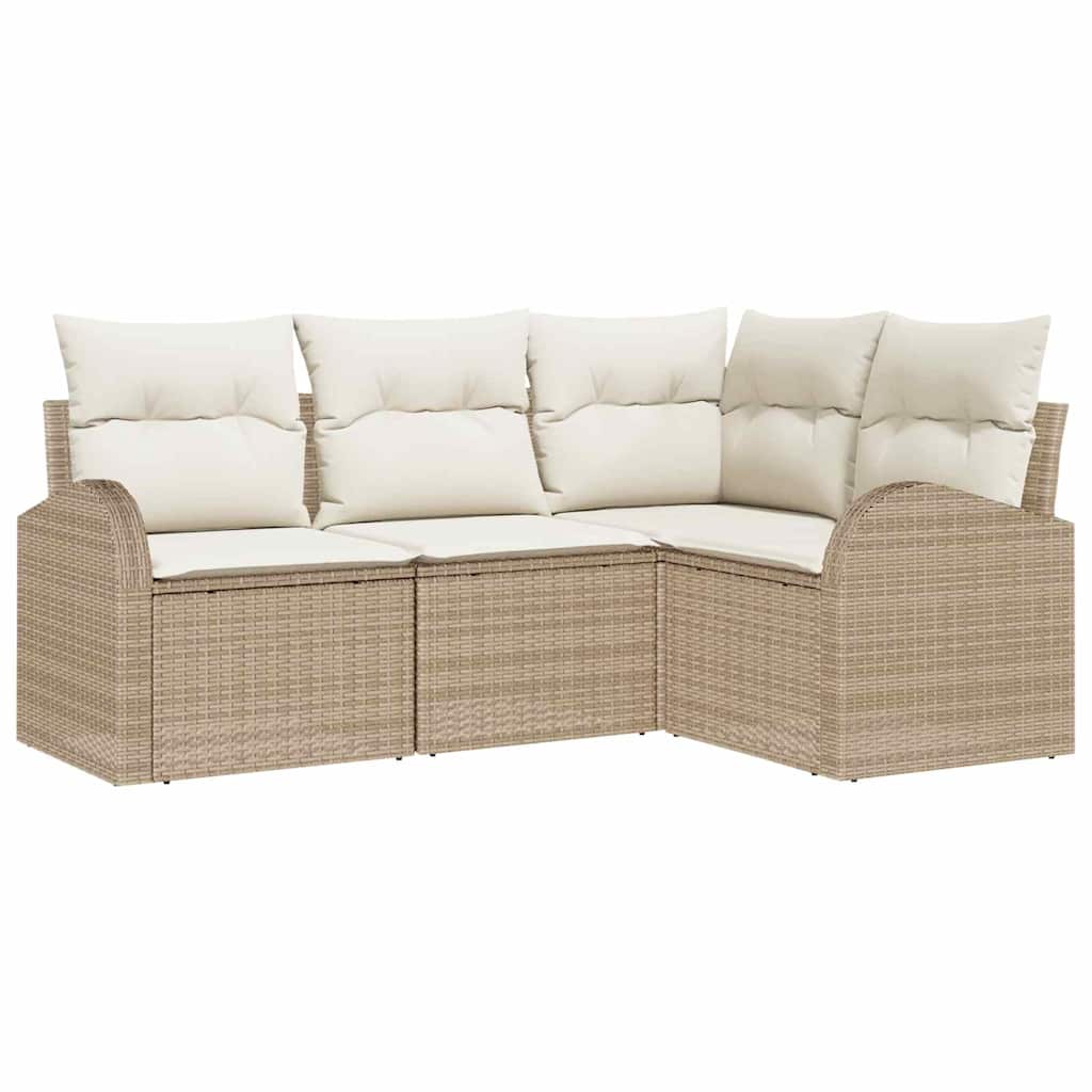 Set Divano da Giardino 4 pcs Beige e Bianco polyrattan