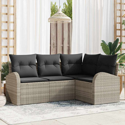 Set Divano da Giardino 4 pcs Grigio chiaro polyrattan
