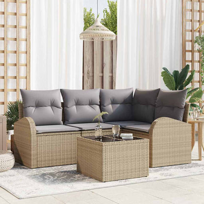Set Divano da Giardino 5 pcs Beige e grigio chiaro polyrattan