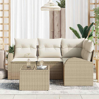 Set Divano da Giardino 5 pcs Beige e Bianco polyrattan