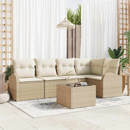 Set Divano da Giardino 6 pcs Beige e Bianco polyrattan