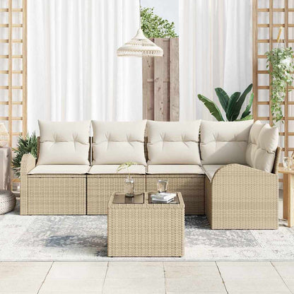 Set Divano da Giardino 6 pcs Beige e Bianco polyrattan
