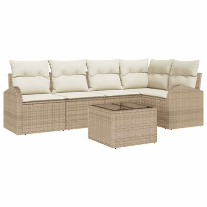 Set Divano da Giardino 6 pcs Beige e Bianco polyrattan