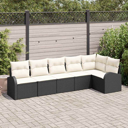 Set Divano da Giardino 6 pcs Nero e Bianco polyrattan