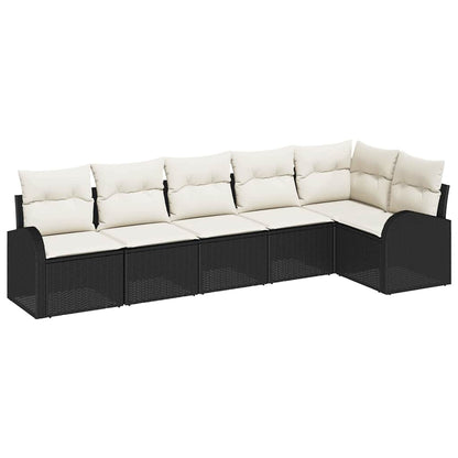 Set Divano da Giardino 6 pcs Nero e Bianco polyrattan