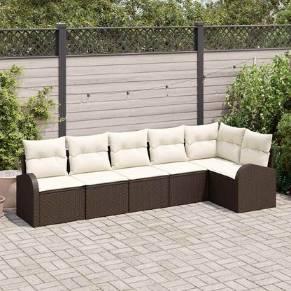 Set Divano da Giardino 6 pcs Marrone e bianco polyrattan