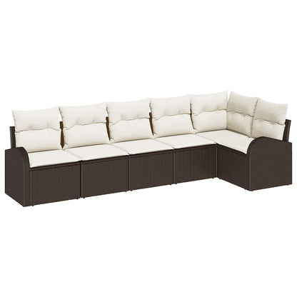 Set Divano da Giardino 6 pcs Marrone e bianco polyrattan