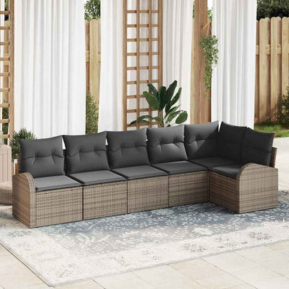 Set Divano da Giardino con cuscino 6 pcs Grigio polyrattan
