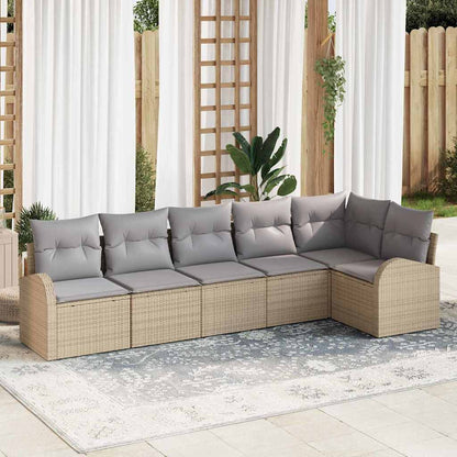Set Divano da Giardino 6 pcs Beige e grigio chiaro polyrattan