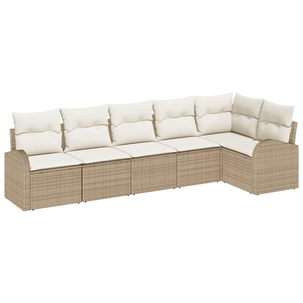 Set Divano da Giardino 6 pcs Beige e Bianco polyrattan