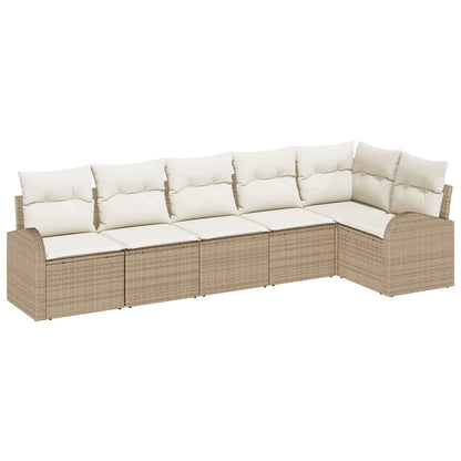 Set Divano da Giardino 6 pcs Beige e Bianco polyrattan