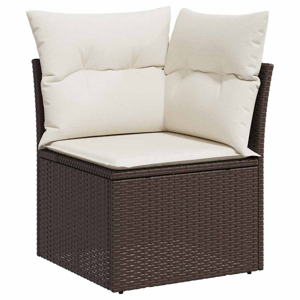 Set Divano da Giardino 7 pcs Marrone e bianco polyrattan
