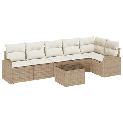 Set Divano da Giardino 7 pcs Beige e Bianco polyrattan