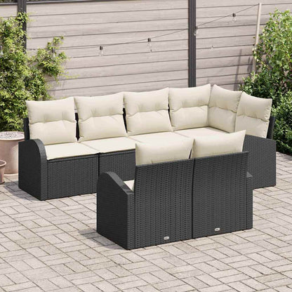 Set Divano da Giardino 7 pcs Nero e Bianco polyrattan