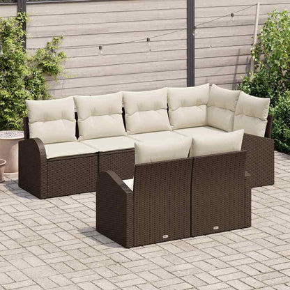 Set Divano da Giardino 7 pcs Marrone e bianco polyrattan