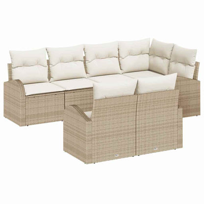 Set Divano da Giardino 7 pcs Beige e Bianco polyrattan