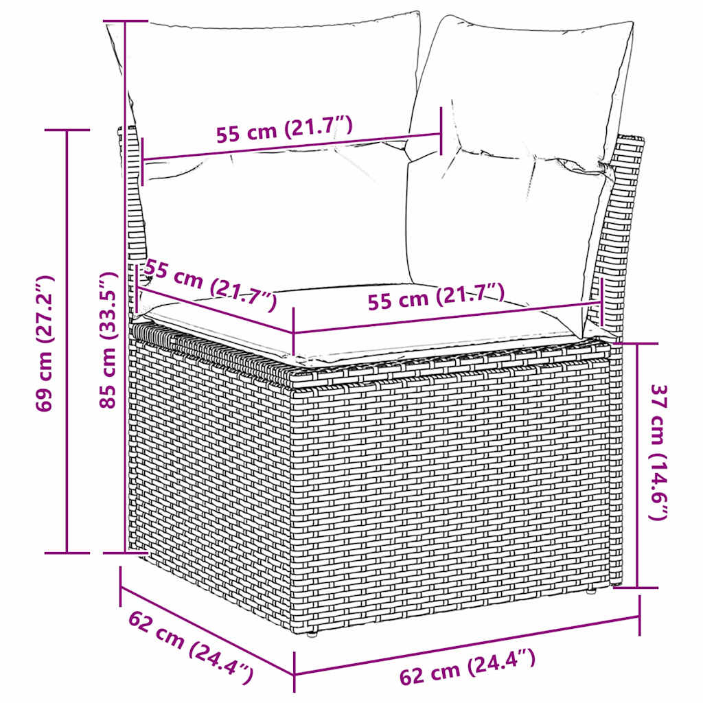Set Divano da Giardino 7 pcs Beige e Bianco polyrattan