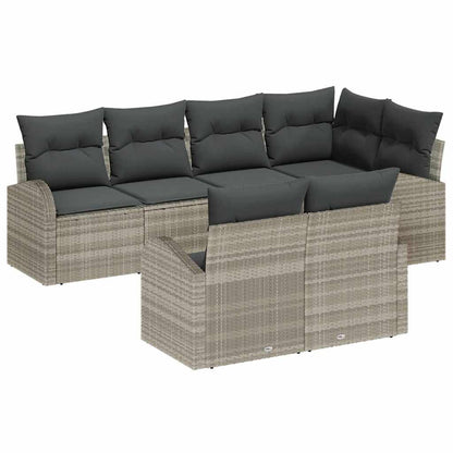 Set Divano da Giardino 7 pcs Grigio chiaro polyrattan