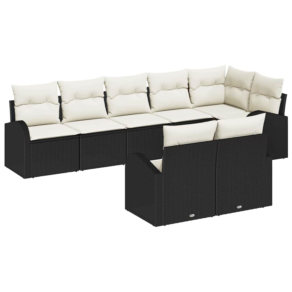 Set Divano da Giardino 8 pcs Nero e Bianco polyrattan