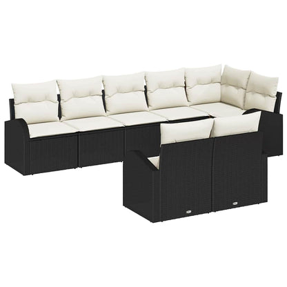 Set Divano da Giardino 8 pcs Nero e Bianco polyrattan