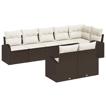 Set Divano da Giardino 8 pcs Marrone e bianco polyrattan