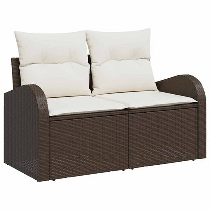 Set Divano da Giardino 8 pcs Marrone e bianco polyrattan