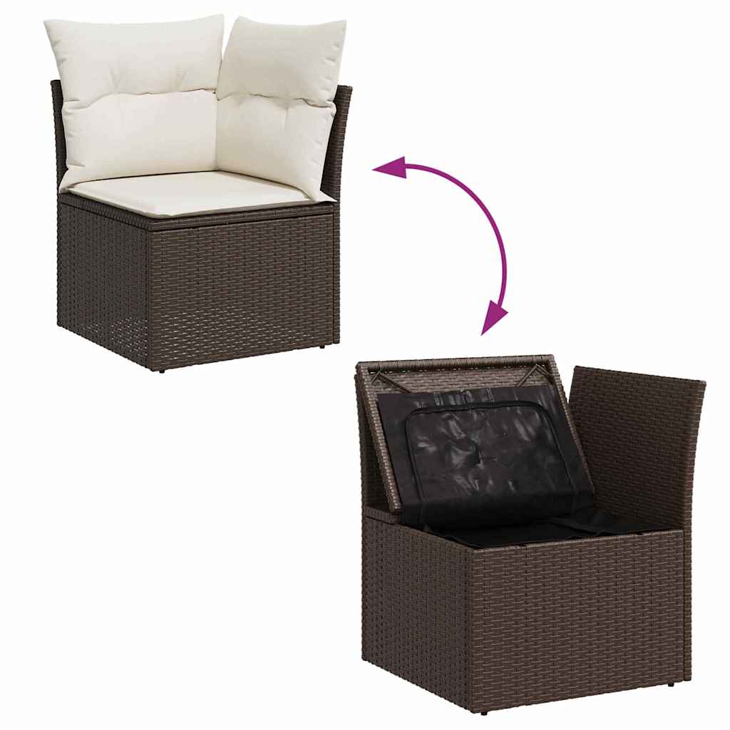 Set Divano da Giardino 8 pcs Marrone e bianco polyrattan