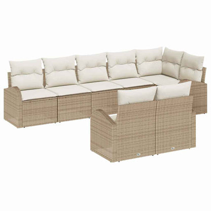 Set Divano da Giardino 8 pcs Beige e Bianco polyrattan