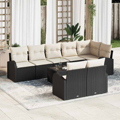 Set Divano da Giardino 9 pcs Nero e bianco polyrattan