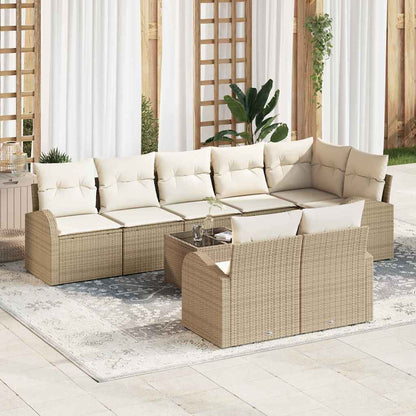 Set Divano da Giardino 9 pcs Beige e Bianco polyrattan