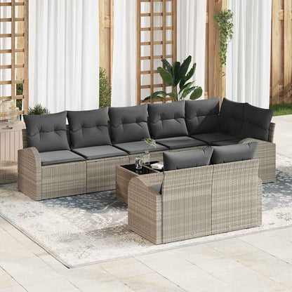 Set Divano da Giardino 9 pcs Grigio chiaro polyrattan