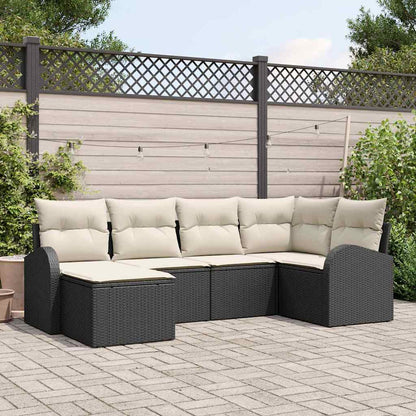 Set di divani con cuscino 6 pcs Nero e Bianco polyrattan