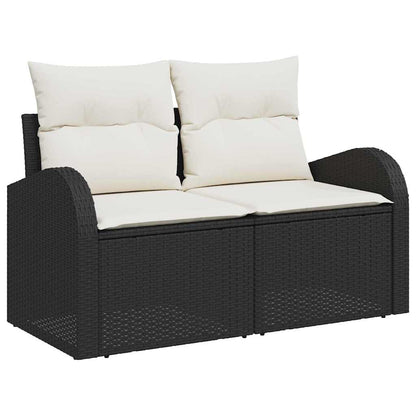 Set di divani con cuscino 6 pcs Nero e Bianco polyrattan
