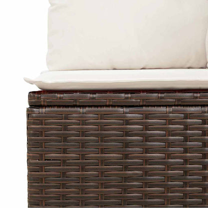 Set di divani con cuscino 6 pcs Marrone e bianco polyrattan