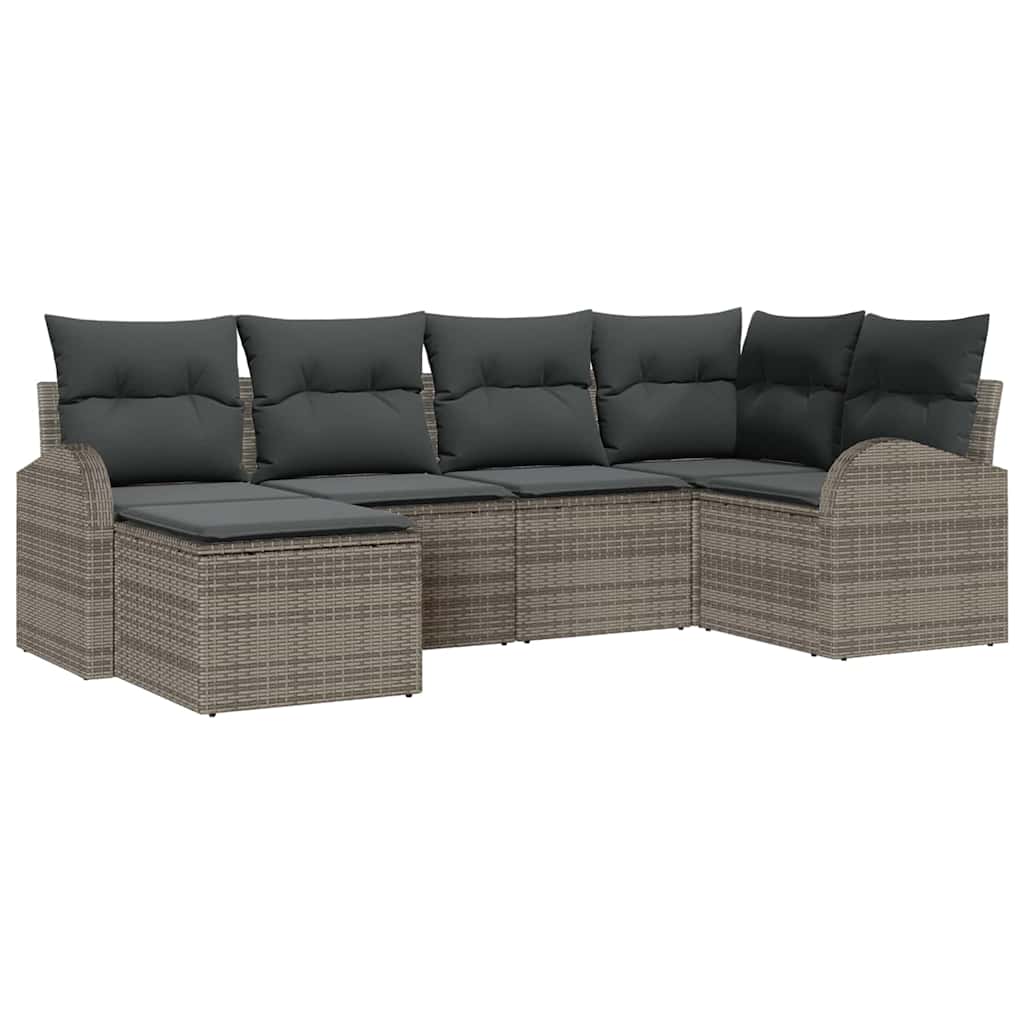 Set di divani con cuscino 6 pcs Grigio polyrattan