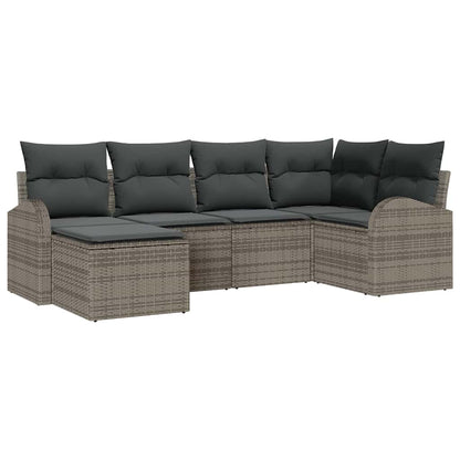 Set di divani con cuscino 6 pcs Grigio polyrattan
