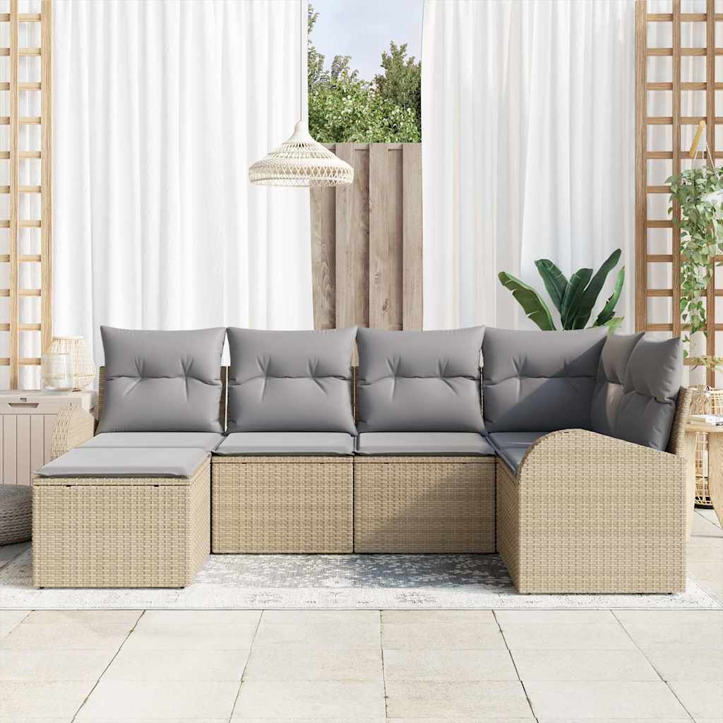 Set di divani 6 pcs Beige e Grigio Chiaro polyrattan