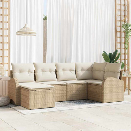 Set di divani con cuscino 6 pcs Beige e Bianco polyrattan