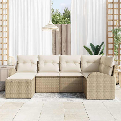 Set di divani con cuscino 6 pcs Beige e Bianco polyrattan