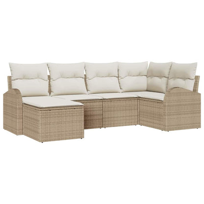 Set di divani con cuscino 6 pcs Beige e Bianco polyrattan