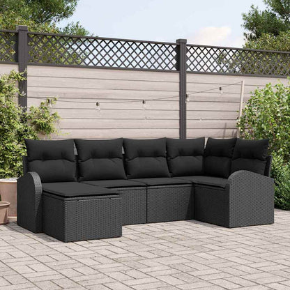 Set di divani con cuscino 6 pcs Nero polyrattan