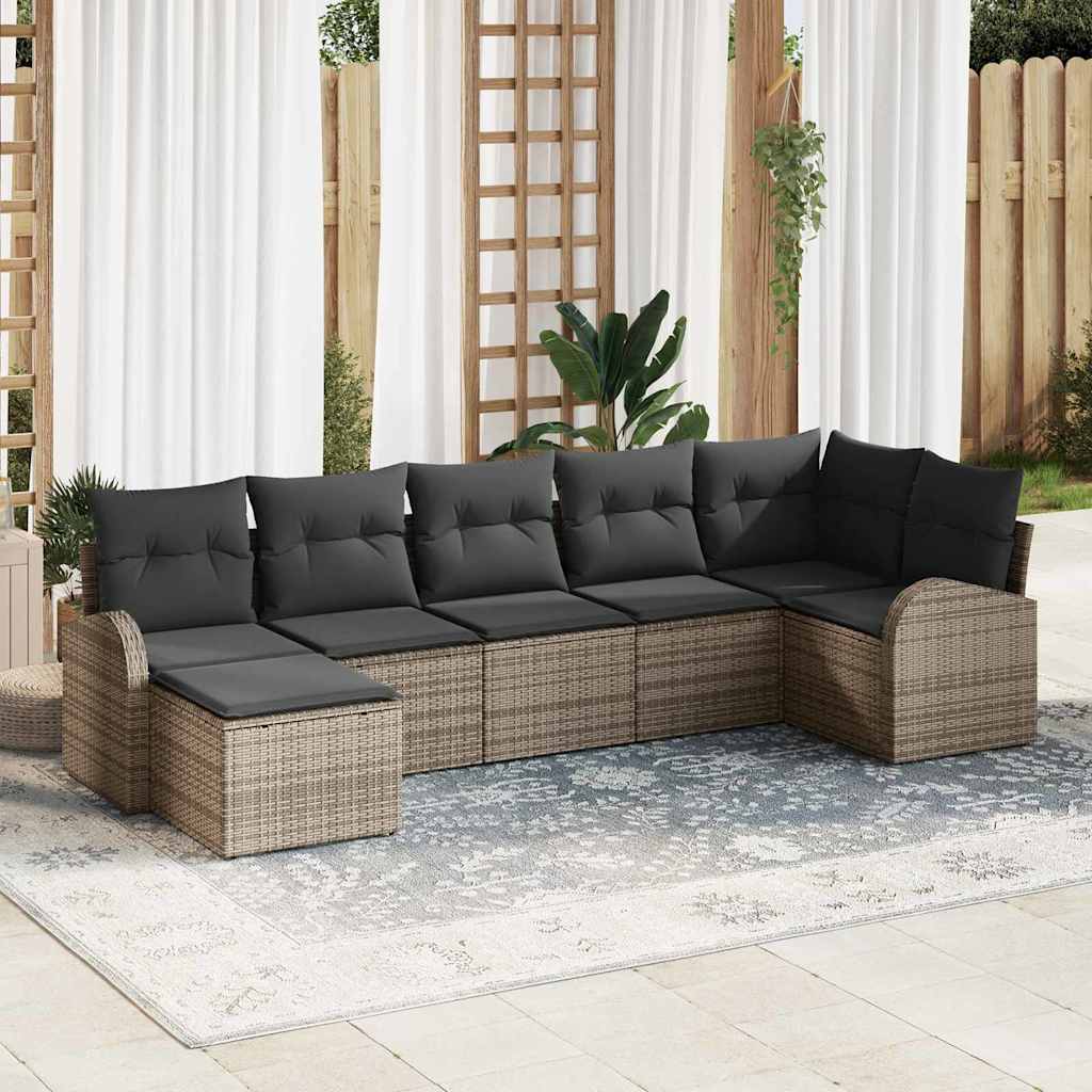 Set di divani con cuscino 7 pcs Grigio polyrattan