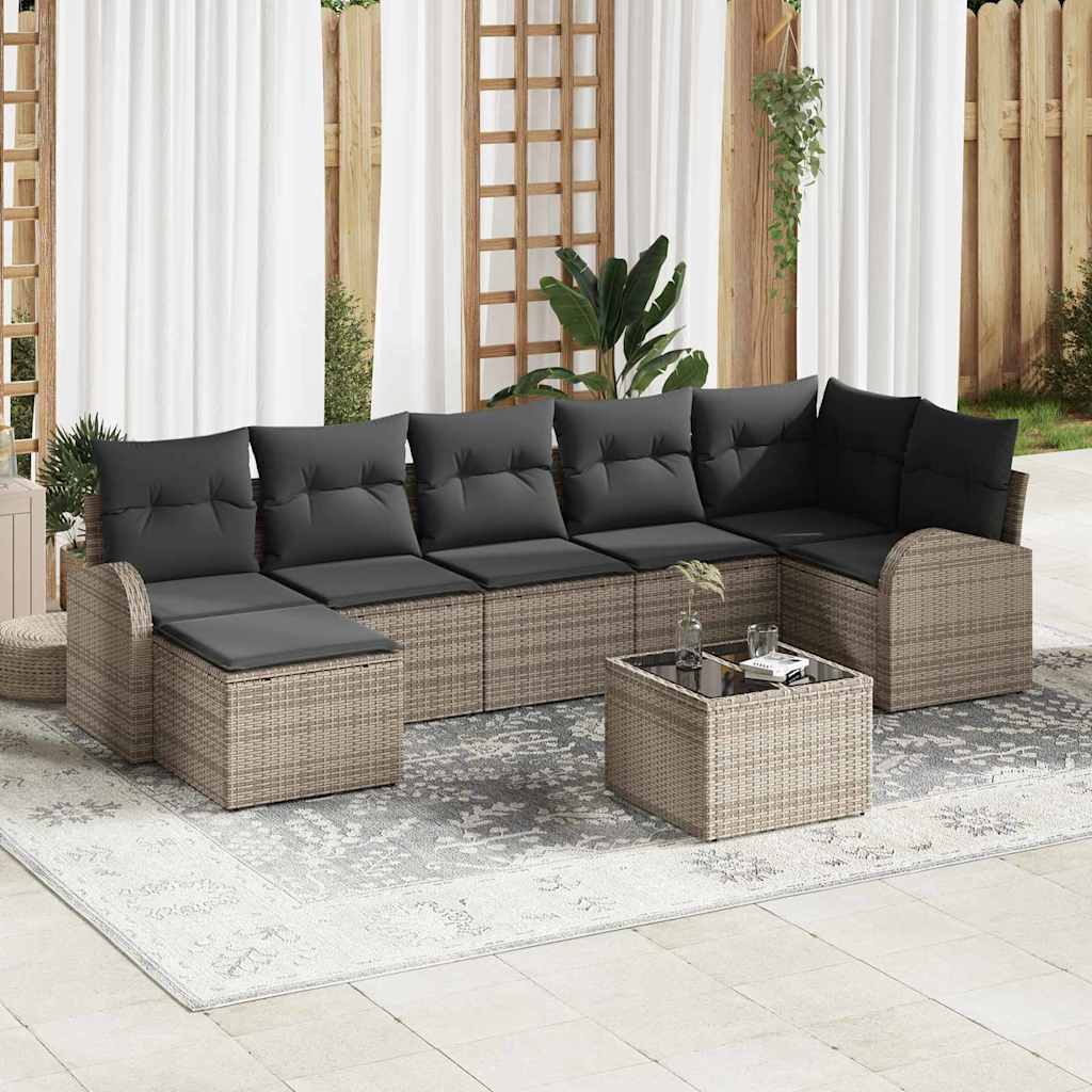 Set di divani con cuscino 8 pcs Grigio polyrattan