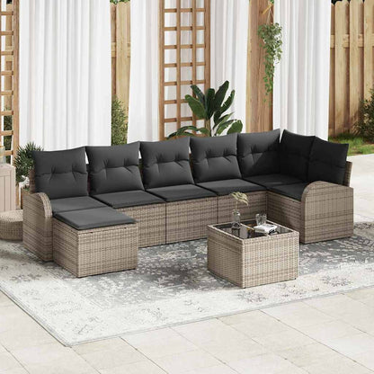 Set di divani con cuscino 8 pcs Grigio polyrattan