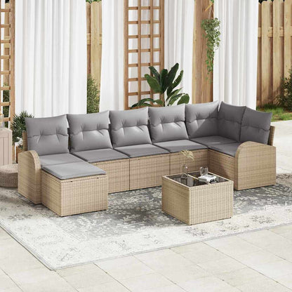 Set di divani con cuscino 8 pcs Beige polyrattan