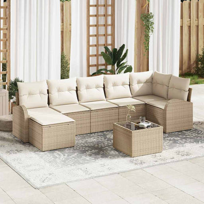 Set di divani con cuscino 8 pcs Beige polyrattan