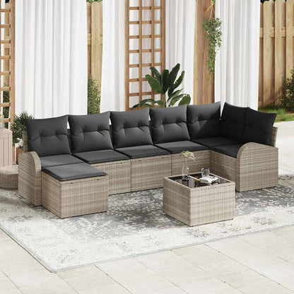 Set di divani con cuscino 8 pcs Grigio chiaro polyrattan